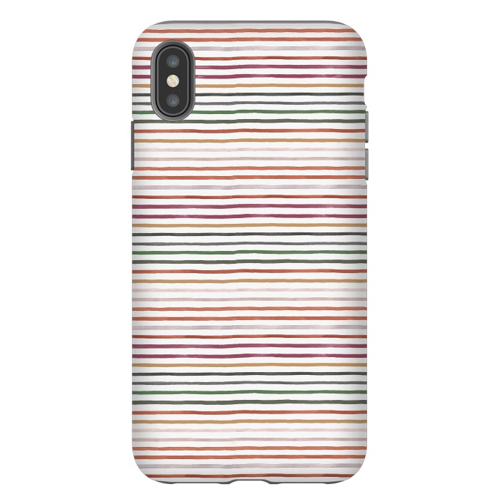 iPhone Xs Max StrongFit Marker Stripes and Lines Orange Green by Ninola Design
