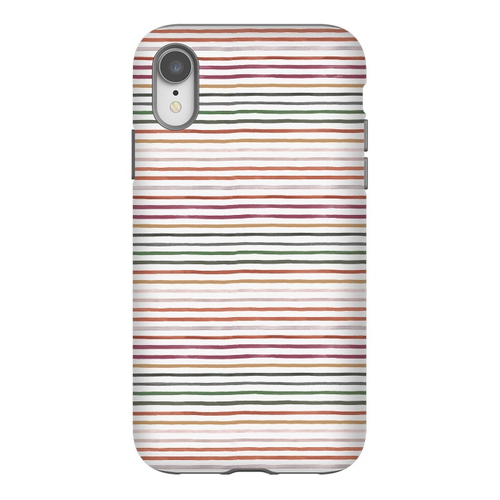 iPhone Xr StrongFit Marker Stripes and Lines Orange Green by Ninola Design