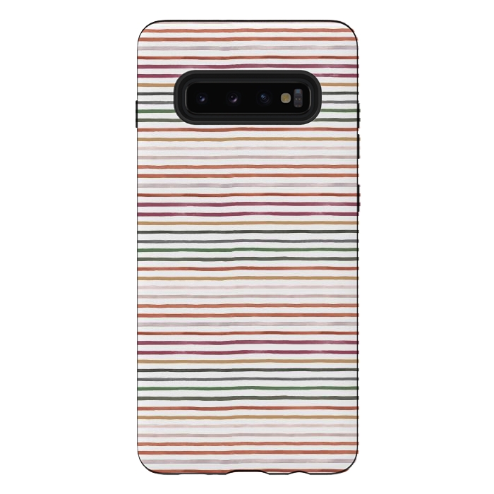 Galaxy S10 plus StrongFit Marker Stripes and Lines Orange Green by Ninola Design