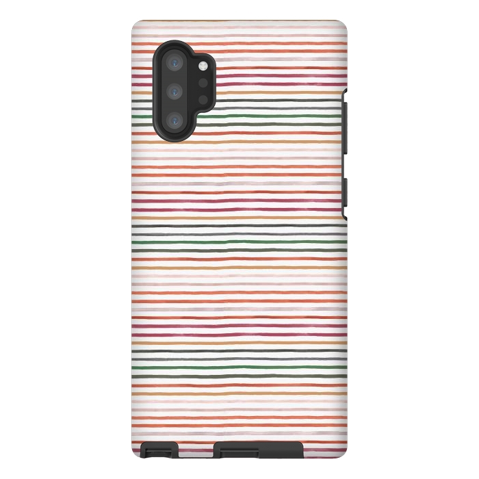 Galaxy Note 10 plus StrongFit Marker Stripes and Lines Orange Green by Ninola Design
