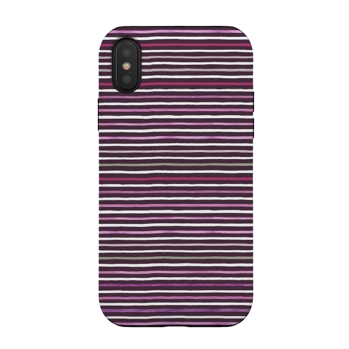 iPhone Xs / X StrongFit Marker Stripes Lines Purple Dark Pink by Ninola Design