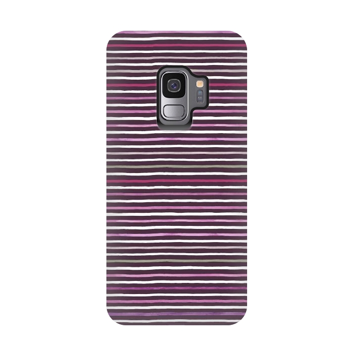 Galaxy S9 StrongFit Marker Stripes Lines Purple Dark Pink by Ninola Design
