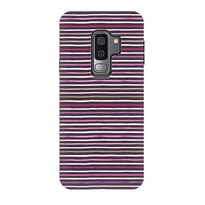 Galaxy S9 plus StrongFit Marker Stripes Lines Purple Dark Pink by Ninola Design
