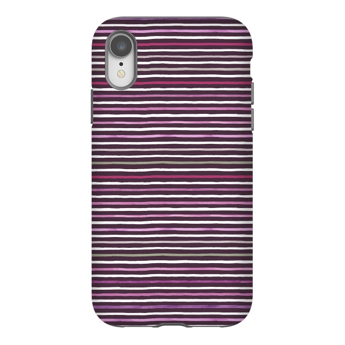 iPhone Xr StrongFit Marker Stripes Lines Purple Dark Pink by Ninola Design
