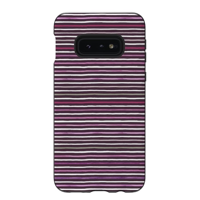 Galaxy S10e StrongFit Marker Stripes Lines Purple Dark Pink by Ninola Design