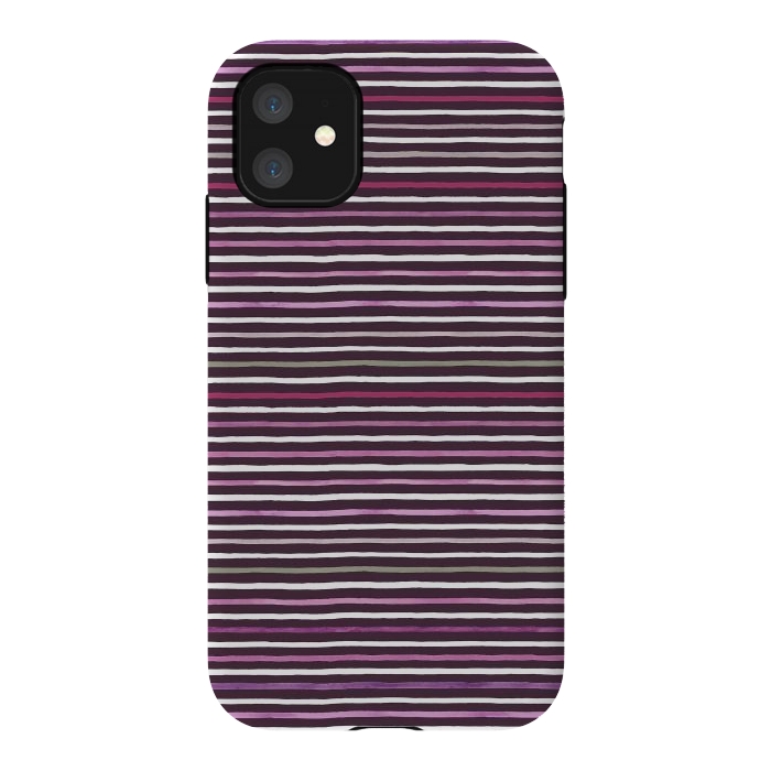 iPhone 11 StrongFit Marker Stripes Lines Purple Dark Pink by Ninola Design