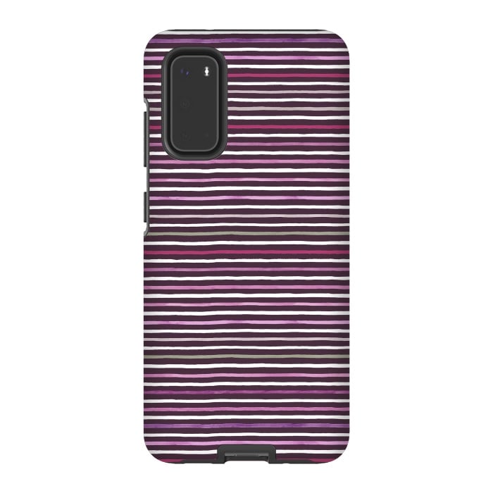 Galaxy S20 StrongFit Marker Stripes Lines Purple Dark Pink by Ninola Design