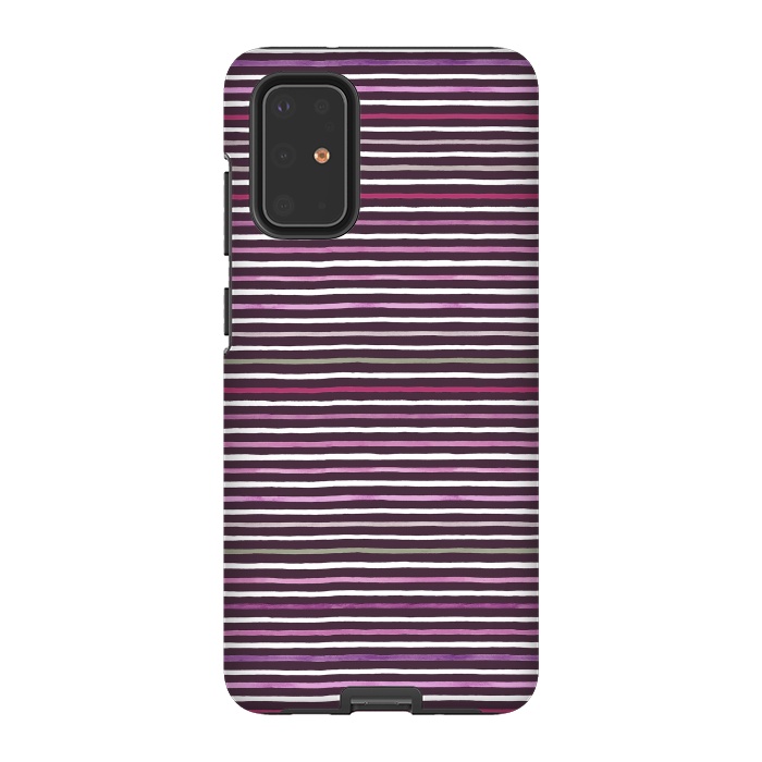 Galaxy S20 Plus StrongFit Marker Stripes Lines Purple Dark Pink by Ninola Design