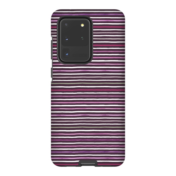 Galaxy S20 Ultra StrongFit Marker Stripes Lines Purple Dark Pink by Ninola Design