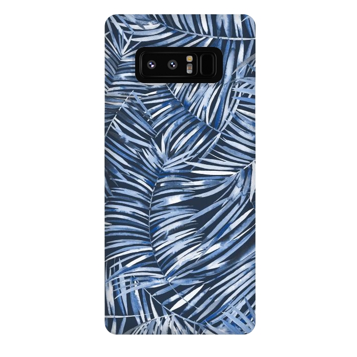 Galaxy Note 8 StrongFit Tropical Palms Blue Navy Night by Ninola Design