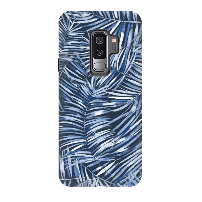Galaxy S9 plus StrongFit Tropical Palms Blue Navy Night by Ninola Design