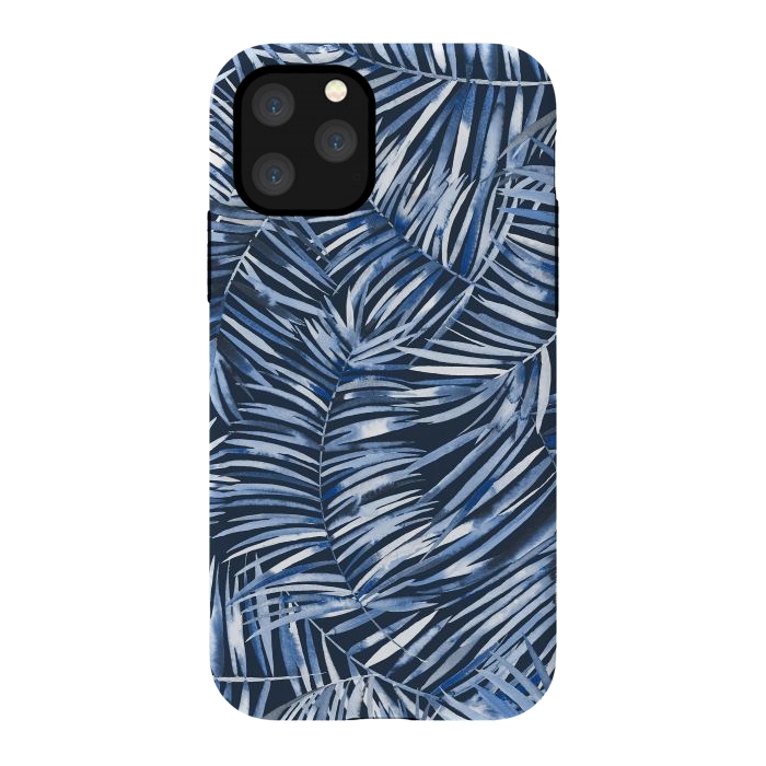 iPhone 11 Pro StrongFit Tropical Palms Blue Navy Night by Ninola Design