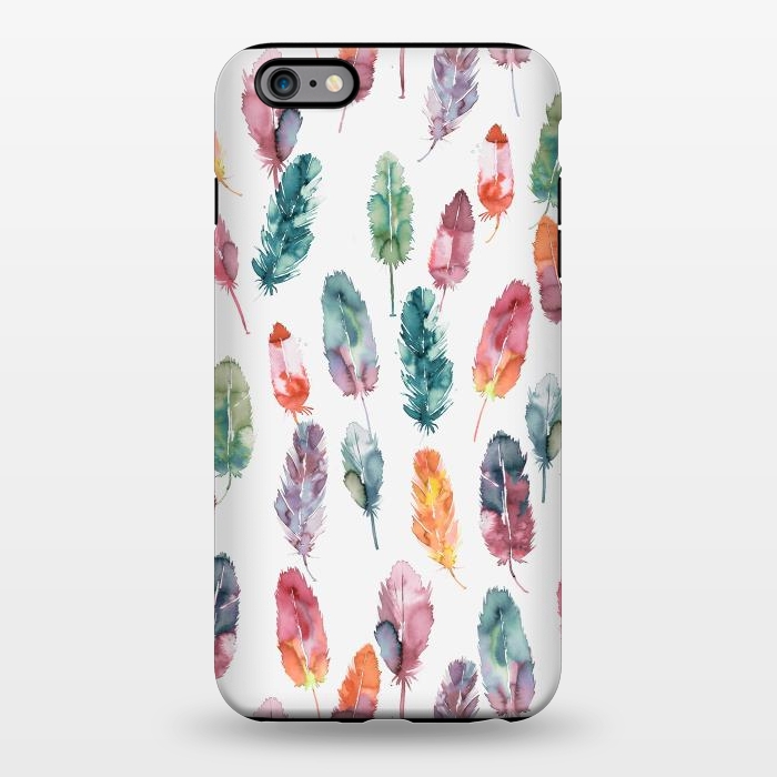 iPhone 6/6s plus StrongFit Bohemian Feathers Watercolor Colorful by Ninola Design