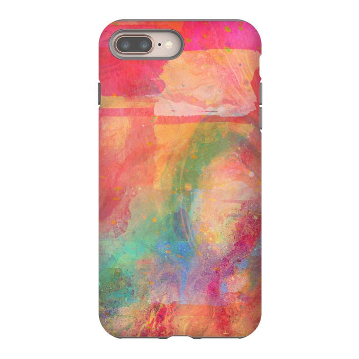 iPhone 7 plus StrongFit Peach pink abstract watercolour design by Josie