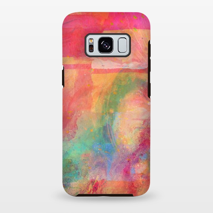 Galaxy S8 plus StrongFit Peach pink abstract watercolour design by Josie