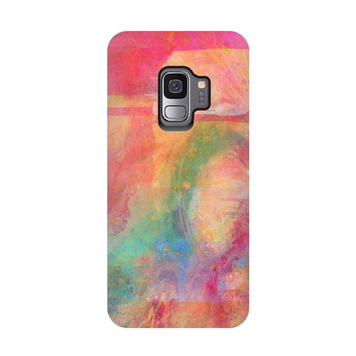 Galaxy S9 StrongFit Peach pink abstract watercolour design by Josie