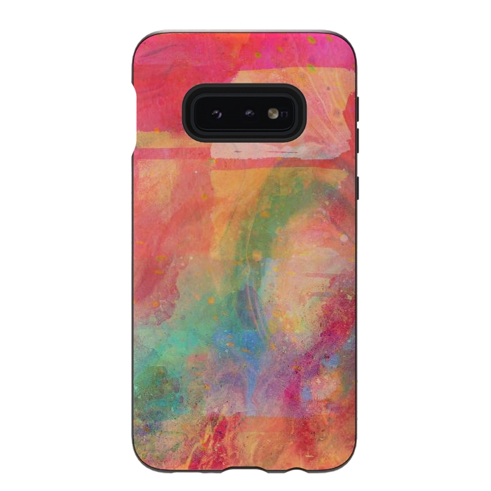 Galaxy S10e StrongFit Peach pink abstract watercolour design by Josie