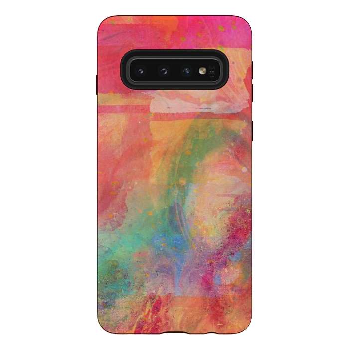 Galaxy S10 StrongFit Peach pink abstract watercolour design by Josie