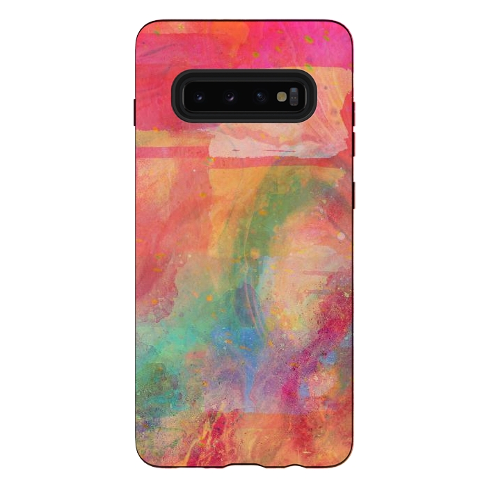 Galaxy S10 plus StrongFit Peach pink abstract watercolour design by Josie