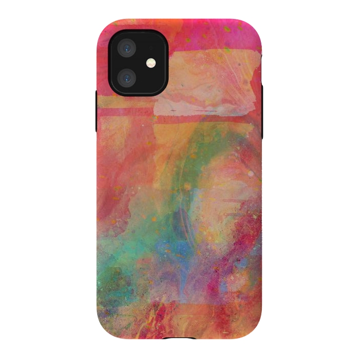 iPhone 11 StrongFit Peach pink abstract watercolour design by Josie