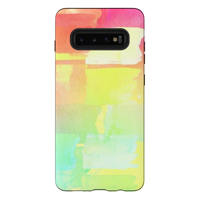 Galaxy S10 plus StrongFit Yellow watercolour abstract artwork design by Josie