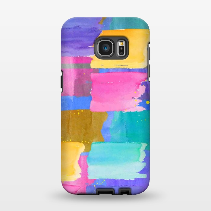 Galaxy S7 EDGE StrongFit Blue watercolor painting abstract design by Josie