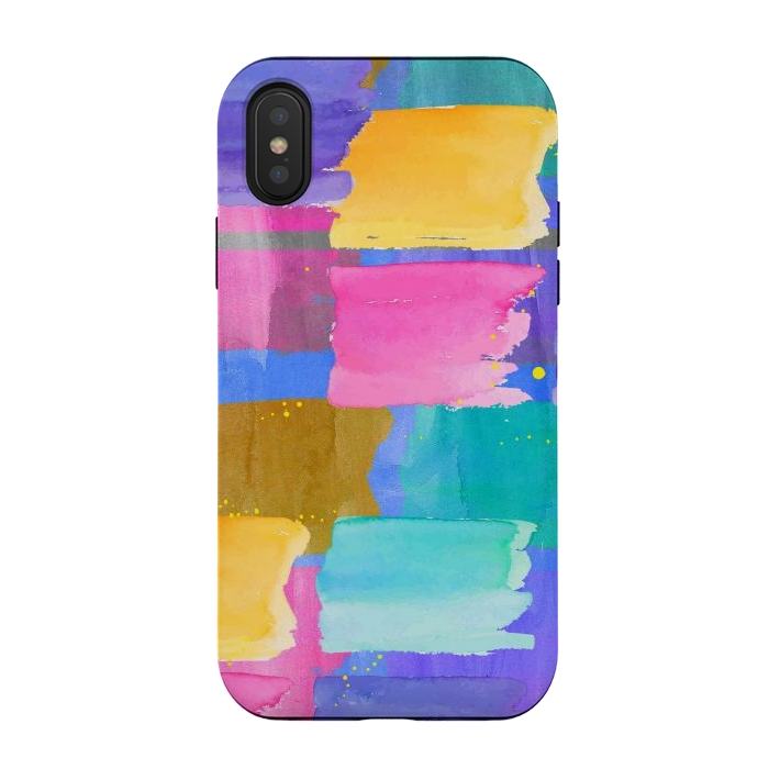 iPhone Xs / X StrongFit Blue watercolor painting abstract design by Josie