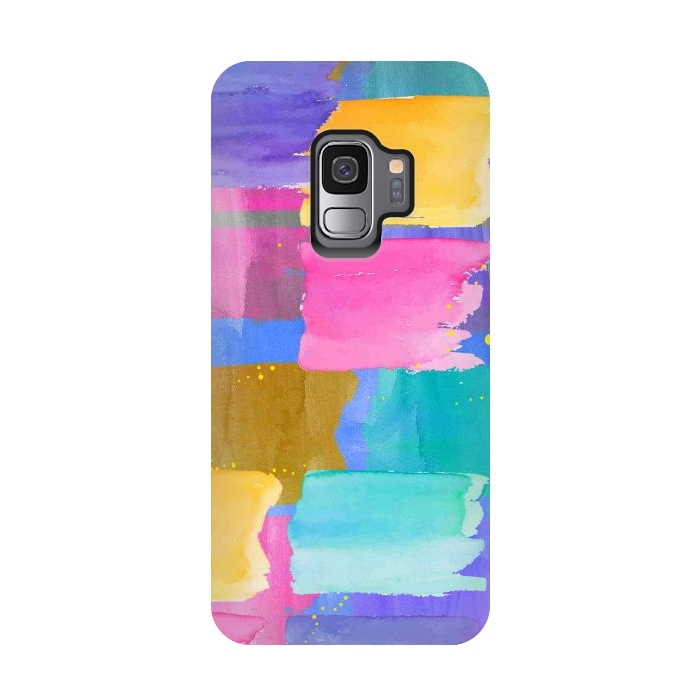 Galaxy S9 StrongFit Blue watercolor painting abstract design by Josie