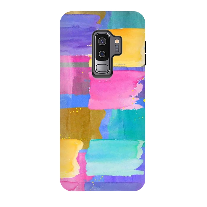 Galaxy S9 plus StrongFit Blue watercolor painting abstract design by Josie