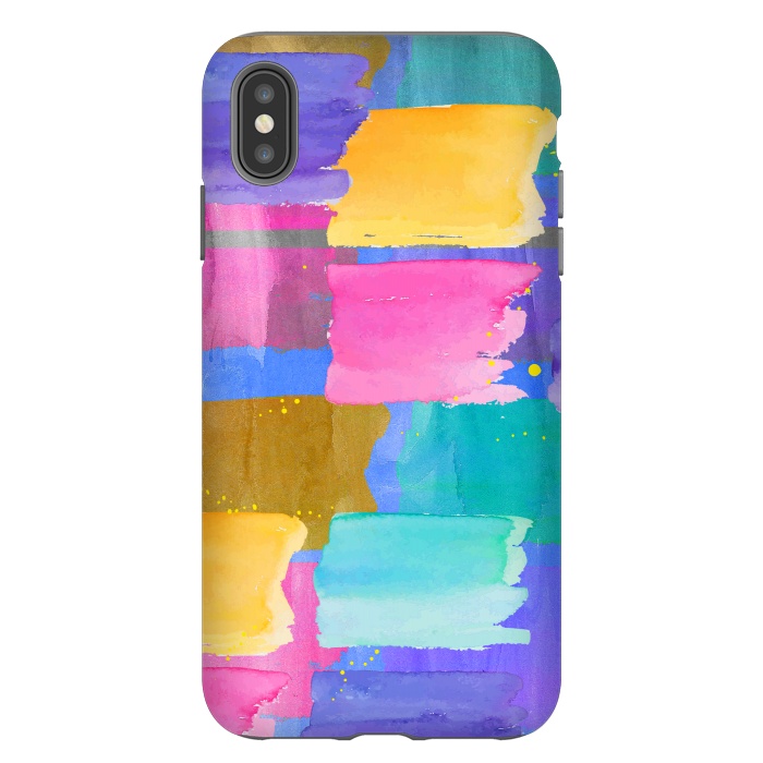 iPhone Xs Max StrongFit Blue watercolor painting abstract design by Josie