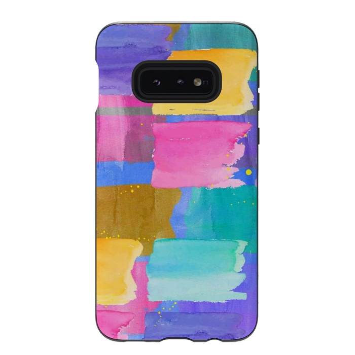 Galaxy S10e StrongFit Blue watercolor painting abstract design by Josie
