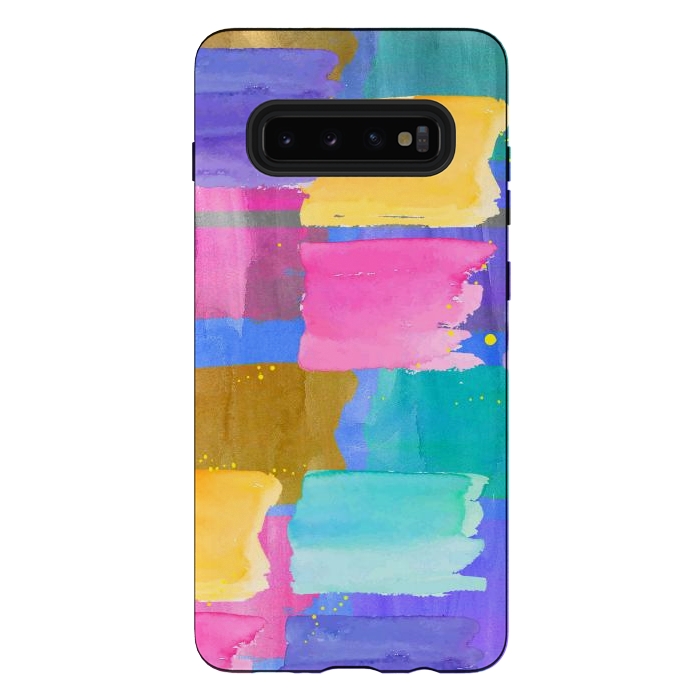 Galaxy S10 plus StrongFit Blue watercolor painting abstract design by Josie