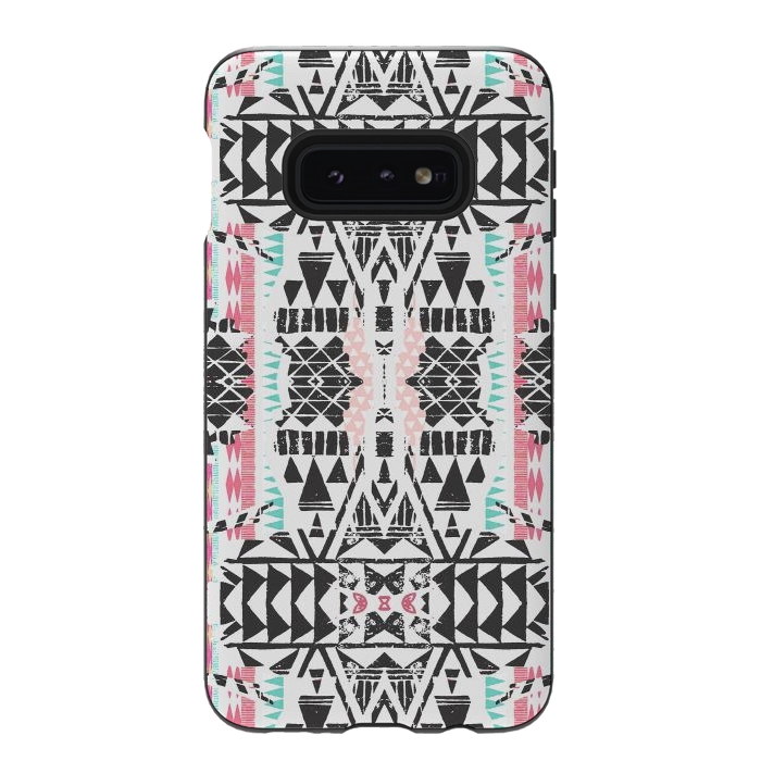 Galaxy S10e StrongFit Playful tribal ethnic triangles by Oana 