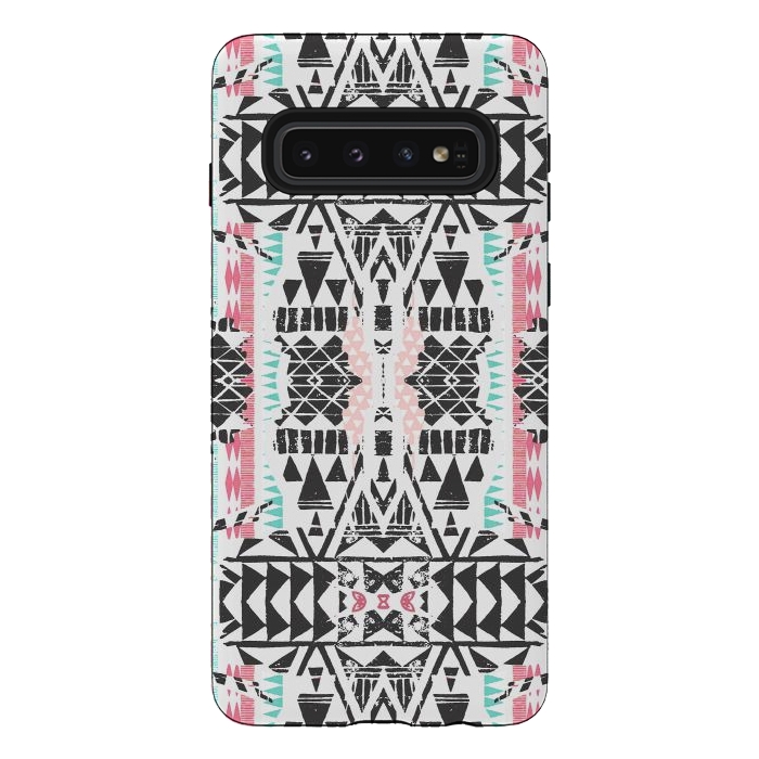 Galaxy S10 StrongFit Playful tribal ethnic triangles by Oana 