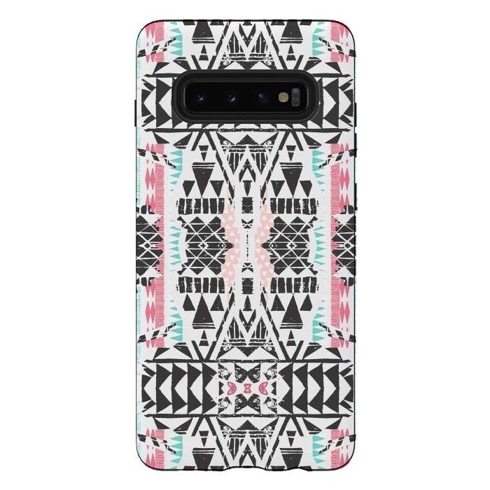 Galaxy S10 plus StrongFit Playful tribal ethnic triangles by Oana 