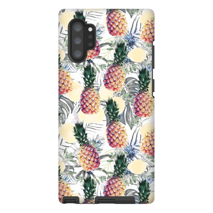 Galaxy Note 10 plus StrongFit Pineapples and tropical leaves colorful pattern by Oana 