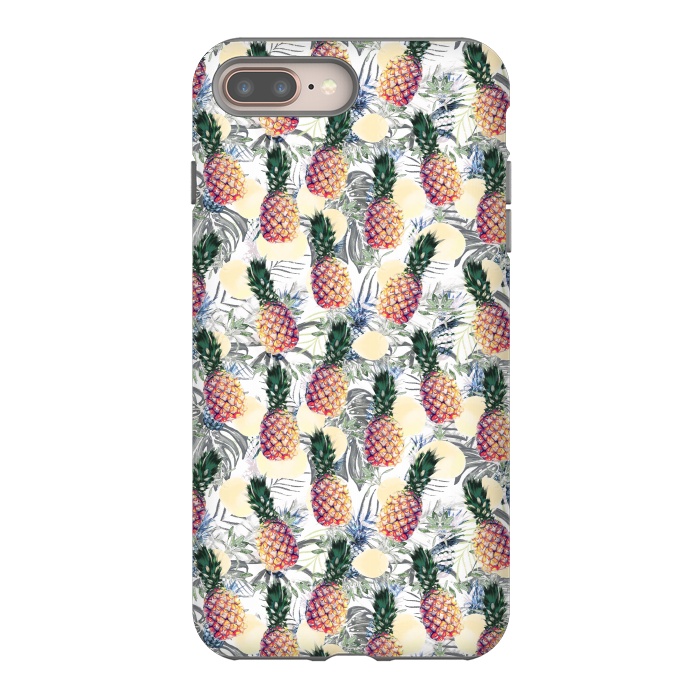 iPhone 7 plus StrongFit Pineapples and tropical leaves colorful pattern by Oana 