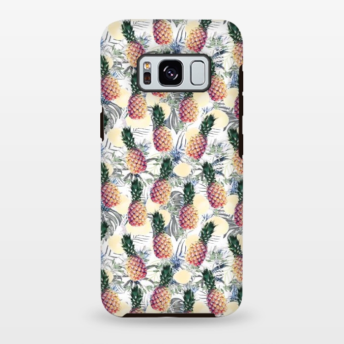 Galaxy S8 plus StrongFit Pineapples and tropical leaves colorful pattern by Oana 