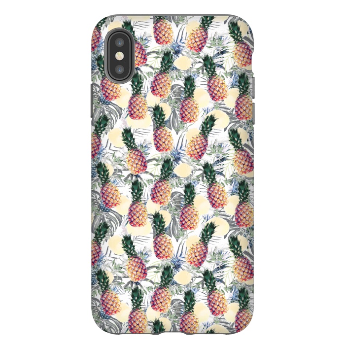 iPhone Xs Max StrongFit Pineapples and tropical leaves colorful pattern by Oana 