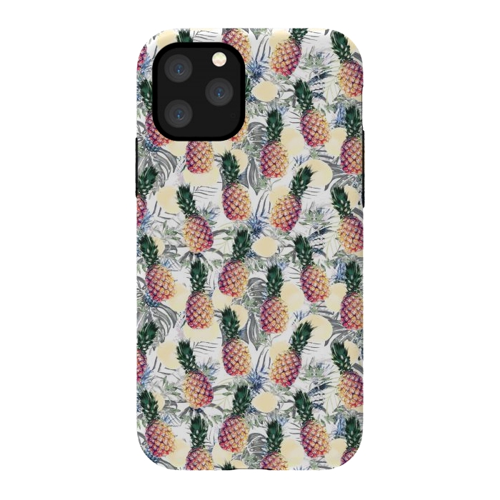 iPhone 11 Pro StrongFit Pineapples and tropical leaves colorful pattern by Oana 