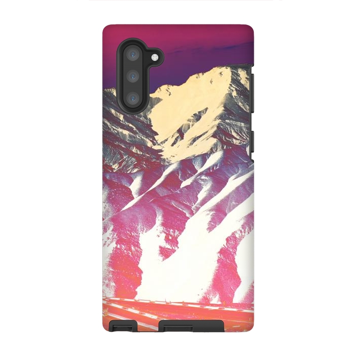 Galaxy Note 10 StrongFit Utopia pink gradient desert mountain landscape by Oana 