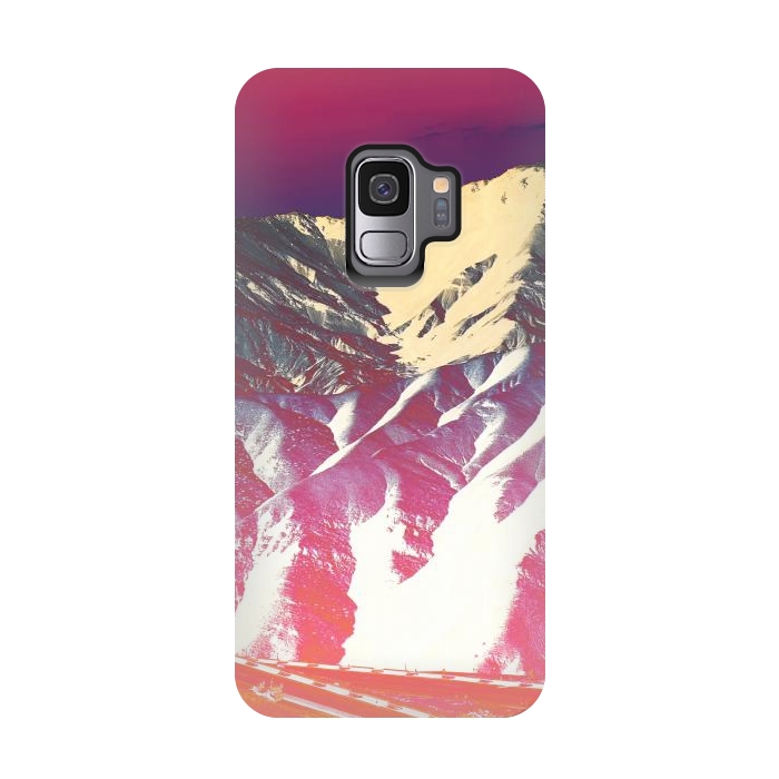 Galaxy S9 StrongFit Utopia pink gradient desert mountain landscape by Oana 