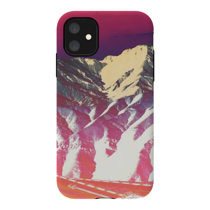 iPhone 11 StrongFit Utopia pink gradient desert mountain landscape by Oana 