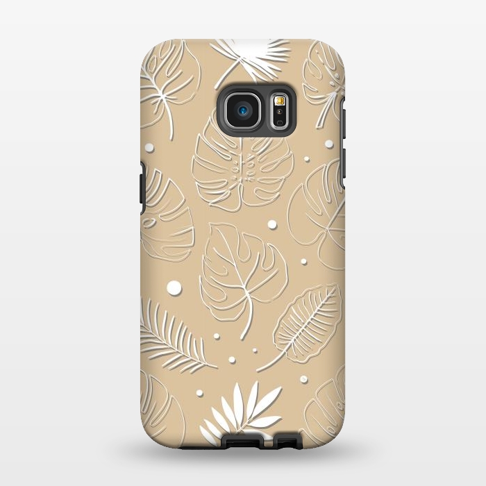 Galaxy S7 EDGE StrongFit Tropical Beige leaves by Martina
