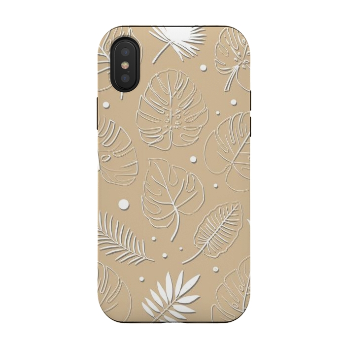 iPhone Xs / X StrongFit Tropical Beige leaves by Martina