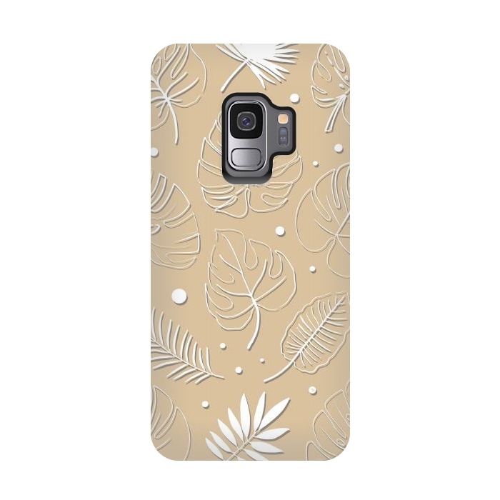Galaxy S9 StrongFit Tropical Beige leaves by Martina