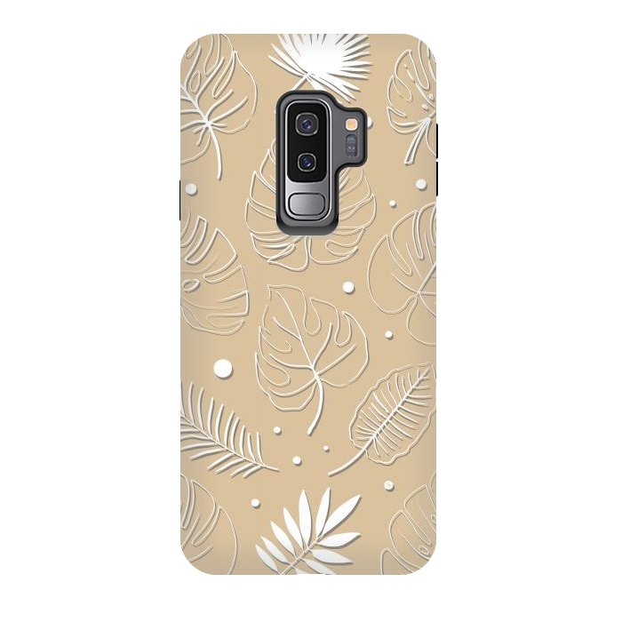 Galaxy S9 plus StrongFit Tropical Beige leaves by Martina