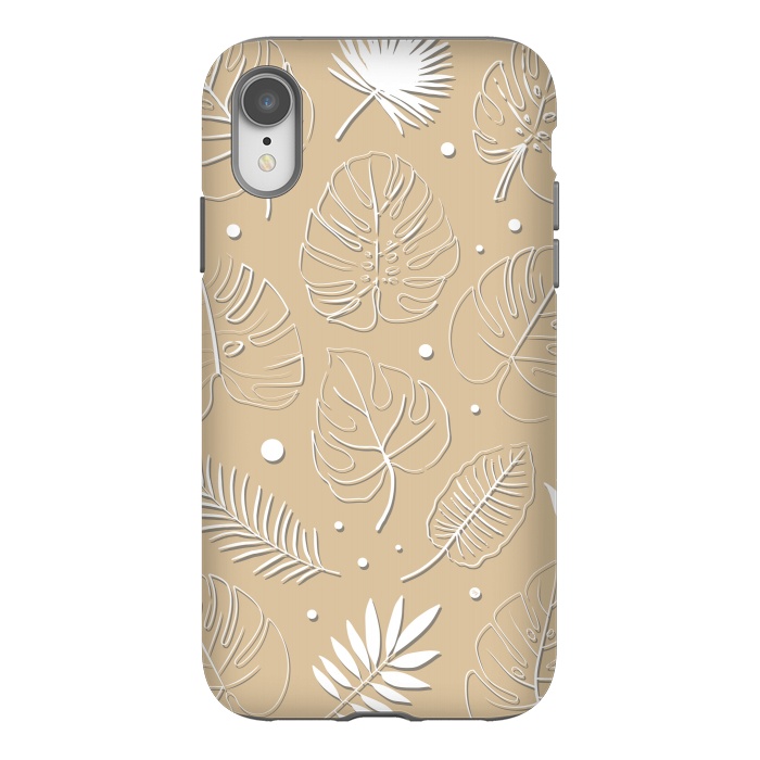 iPhone Xr StrongFit Tropical Beige leaves by Martina
