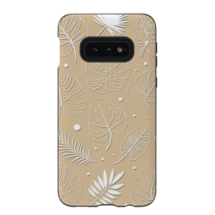 Galaxy S10e StrongFit Tropical Beige leaves by Martina