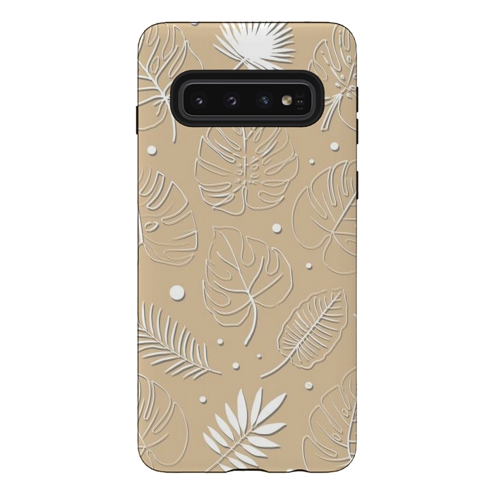 Galaxy S10 StrongFit Tropical Beige leaves by Martina